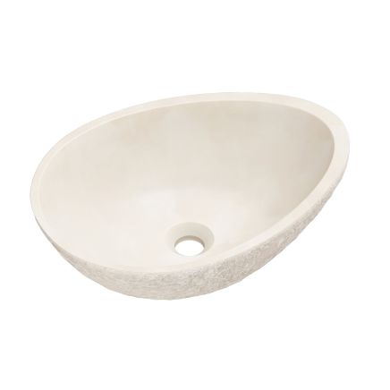 Brava Cream Travertine Texture Concrete Egg Countertop Basin 500x360mm