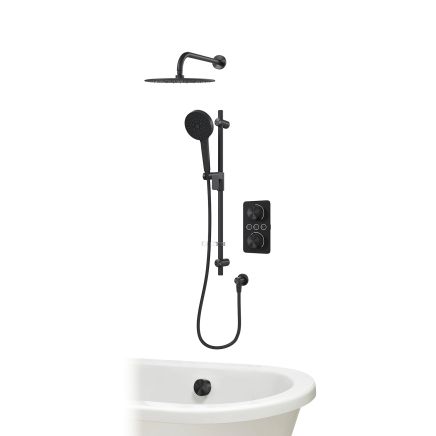 Aqualisa S1 Matt Black Smart Digital Shower Triple Outlet (Slide Rail Kit with Bath Filler and Fixed Wall Head) HP/Combi
