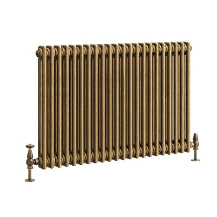 Clement Antique Brass Double Horizontal Column Radiator - 600x1010mm