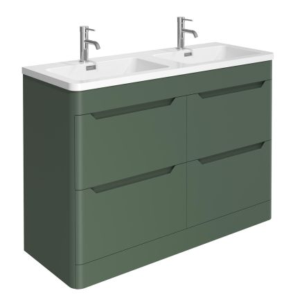 Ellis Floor Standing 1200mm Vanity Unit in Forest Green with Basin