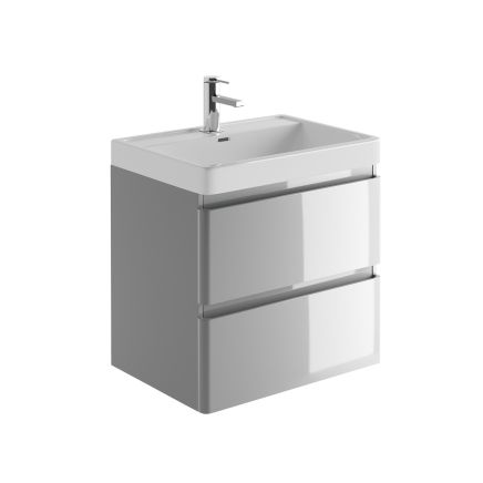 Neon Gloss Light Grey Wall Hung Vanity Unit with Resin Basin 600mm