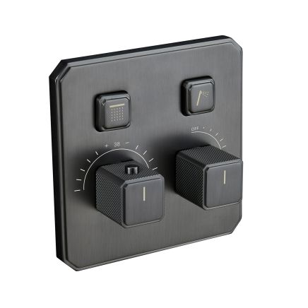 Flint Gunmetal Square Concealed Thermostatic Shower Valve With Dual Outlet