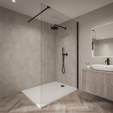 Vero Terrazzo Smoke Waterproof Postform & Tongue Edge Shower Wall Panel 2420x1200mm