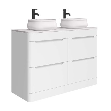 Ellis Floor Standing 1200mm Vanity Unit in Matt White with White Worktop