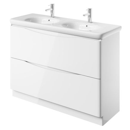 Erin Gloss White Floor Standing Vanity Unit with Lynx Polymarble Basin 1200mm
