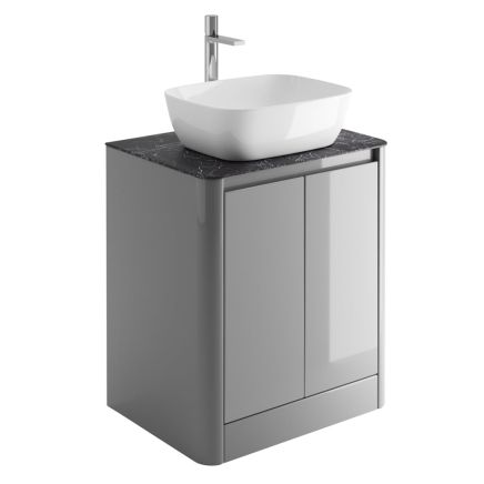 Callerton Light Grey Floor Standing Vanity Unit with Italian Slate Worktop 650mm