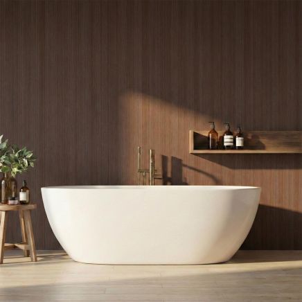 Nuova Cannetto Dark Wood Tongue & Groove Waterproof Shower Wall Panel 1180mm