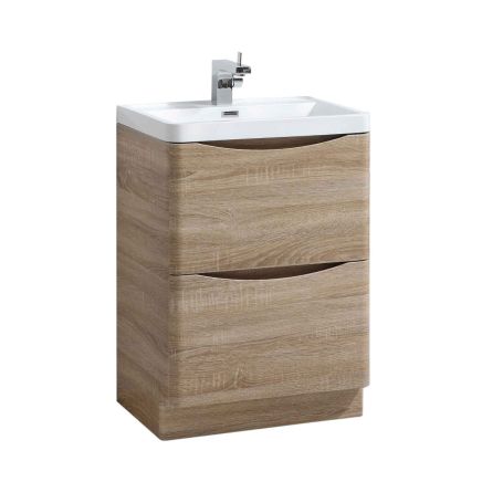 Erin Light Oak Floor Standing Vanity Unit with Resin Basin 600mm