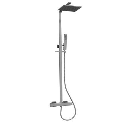 Liva Gunmetal Square Thermostatic Dual Shower Pack