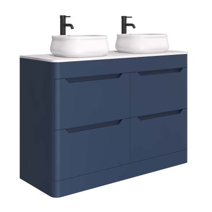 Ellis Floor Standing 1200mm Vanity Unit in Royal Blue with White Worktop