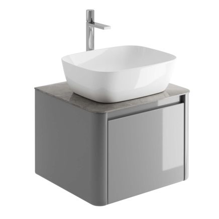 Callerton Light Grey Wall Hung Vanity Unit with Grey Marble Worktop 550mm