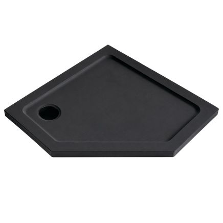 Black Slate Effect Low Profile Non Slip Pentagon Shower Tray 900x900mm
