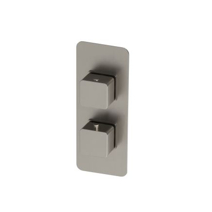 Brushed Nickel Dual Square Concealed Thermostatic Shower Valve With Single Outlet