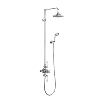 Burlington Avon Thermostatic Dual Outlet Exposed Shower Valve, Rigid Riser & Kit with 6” Fixed Head