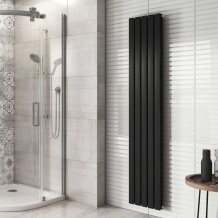 Perth Matt Black Double Vertical Flat Panel Radiator 1800x340mm