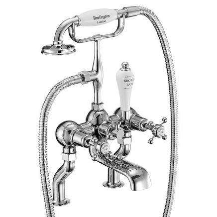 Burlington Claremont Chrome Deck Mounted Bath Shower Mixer Tap with S Adjuster