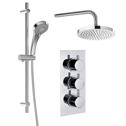 Double Outlet Valve with Round Shower Head & Slide Rail Kit