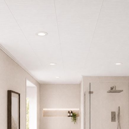 Atlantis Matt White Ash Wood Waterproof PVC Wall & Ceiling Panel 2700x250mm (Pack of 4)