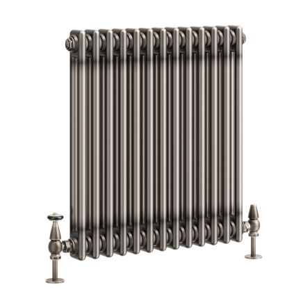 Clement Raw Metal Double Horizontal Column Radiator - 600x605mm