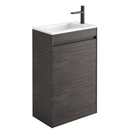 Odion Leached Oak Floor Standing Cloakroom Vanity Unit with Resin Basin 545mm