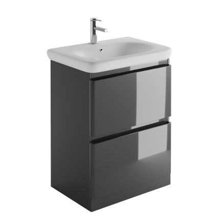 Neon Gloss Titanium Grey Floor Standing Vanity Unit with Lynx Resin Basin 600mm