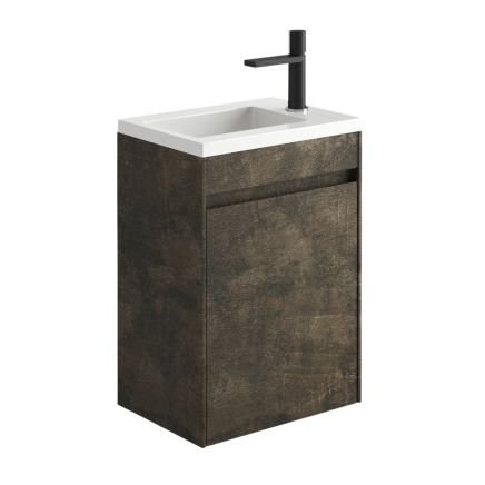 Odion Metallic White Wall Hung Cloakroom Vanity Unit with Resin Basin 440mm