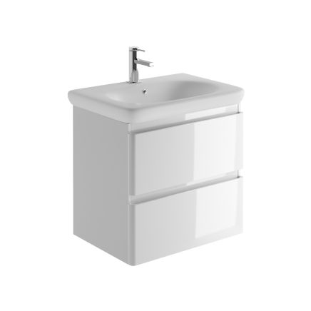 Neon Gloss White Wall Hung Vanity Unit with Lynx Resin Basin 600mm