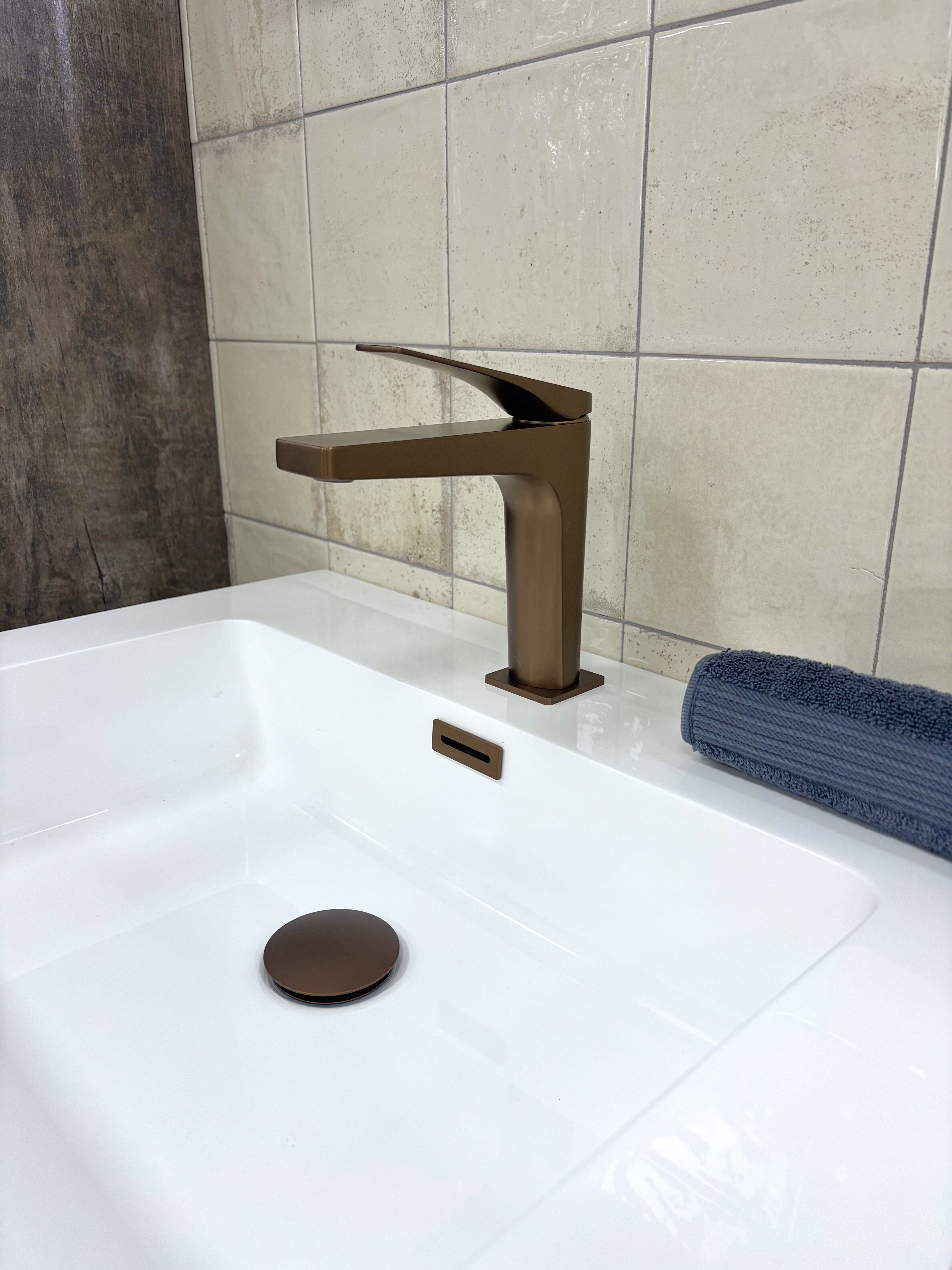 Brushed Bronze Riven Basin Tap