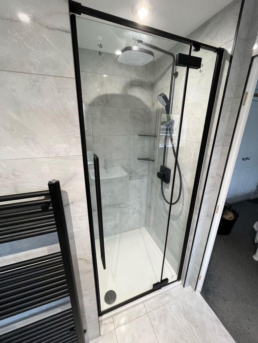 Black Hinged Shower Door - 800mm