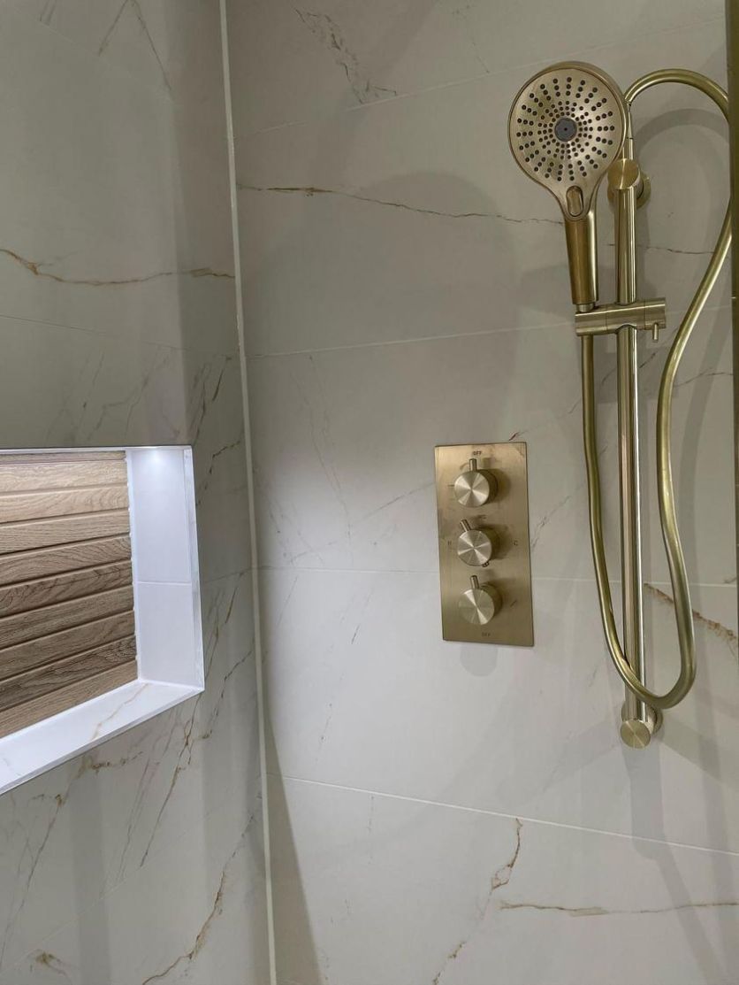 Thermostatic Concealed Dual Outlet Shower Valve - Champagne Gold