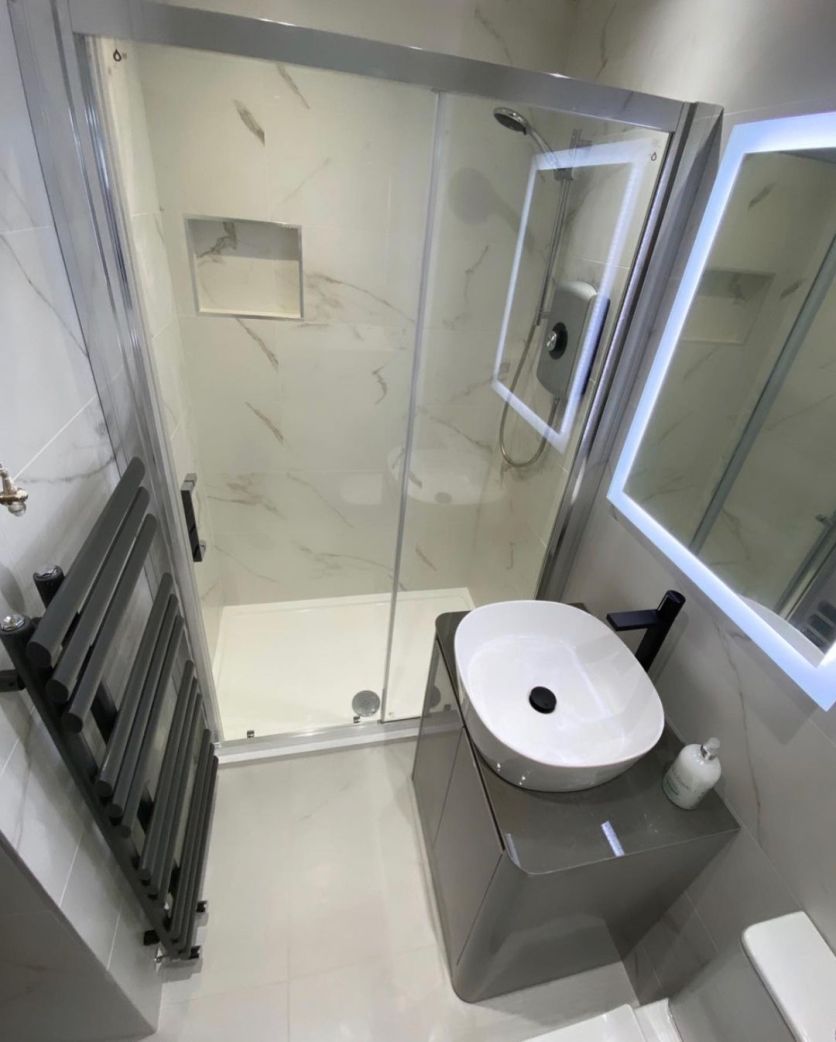 Callerton Light Grey Floor Standing Vanity Unit with Grey Marble Worktop