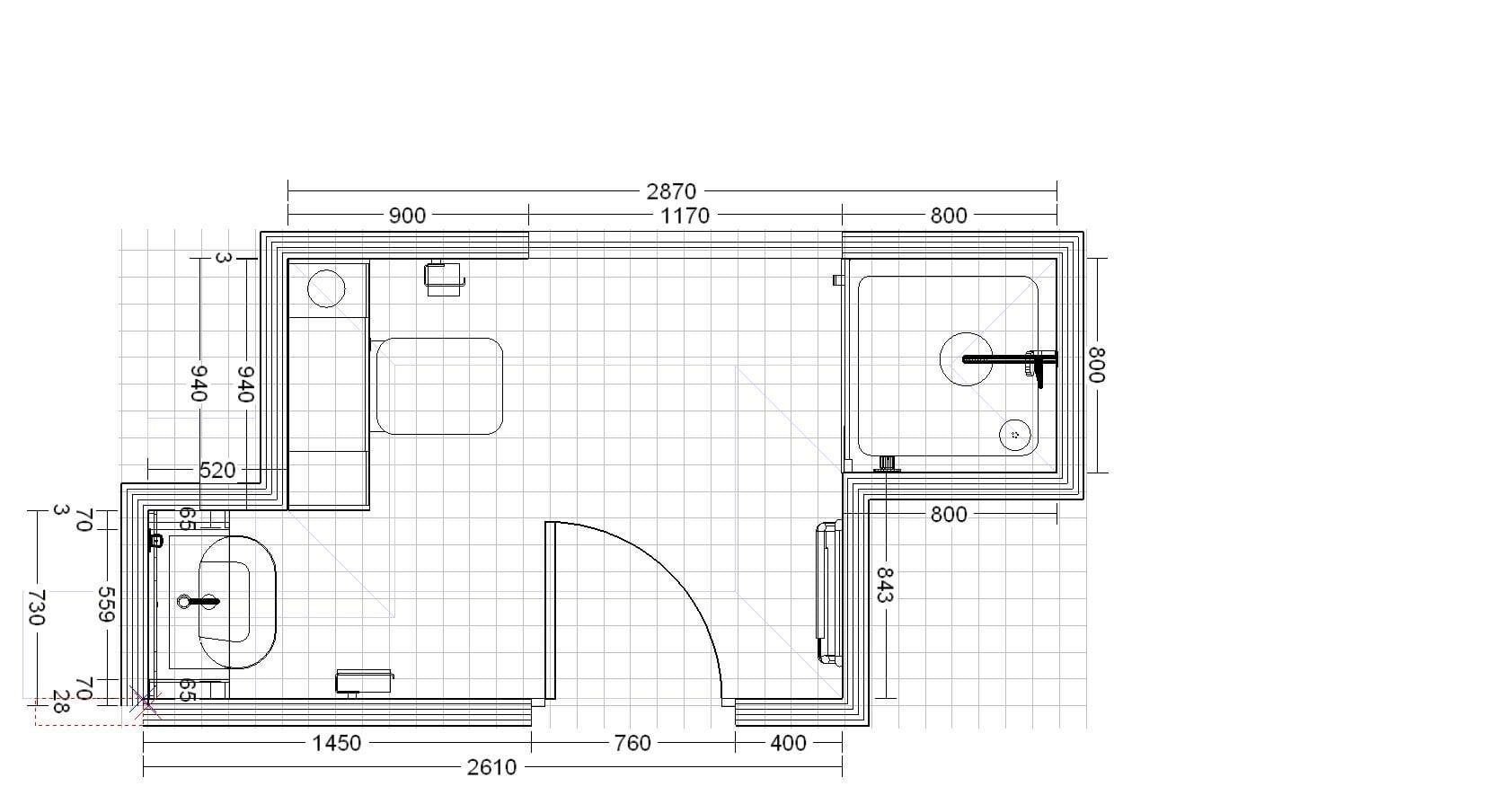 3D CAD drawing of a customers space for bathroom planning at Easy Bathrooms Chichester