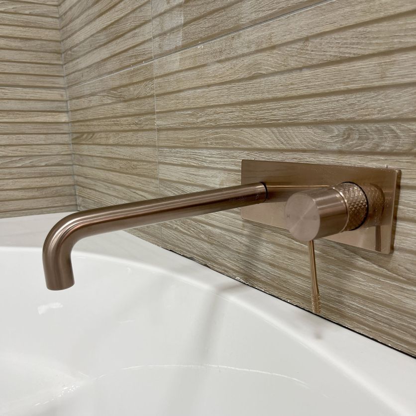Moray Satin Bronze Knurled Wall Mounted Bath Tap
