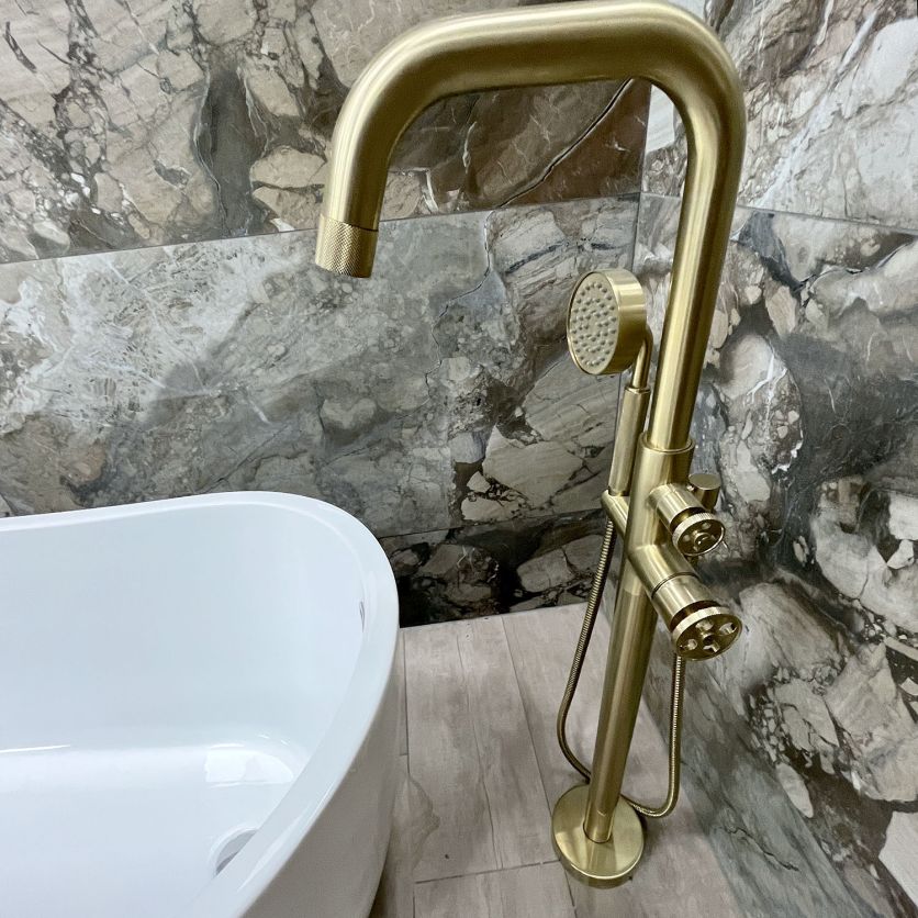 Urban Brushed Gold Freestanding Bath Shower Mixer Tap