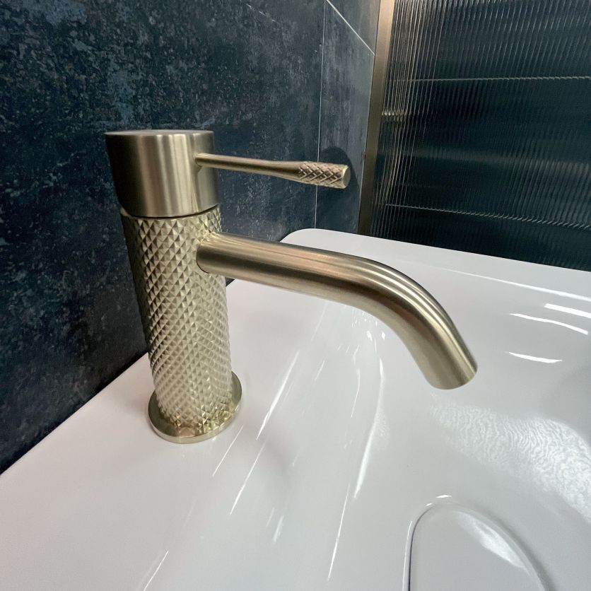 Moray Champagne Gold Knurled Basin Tap