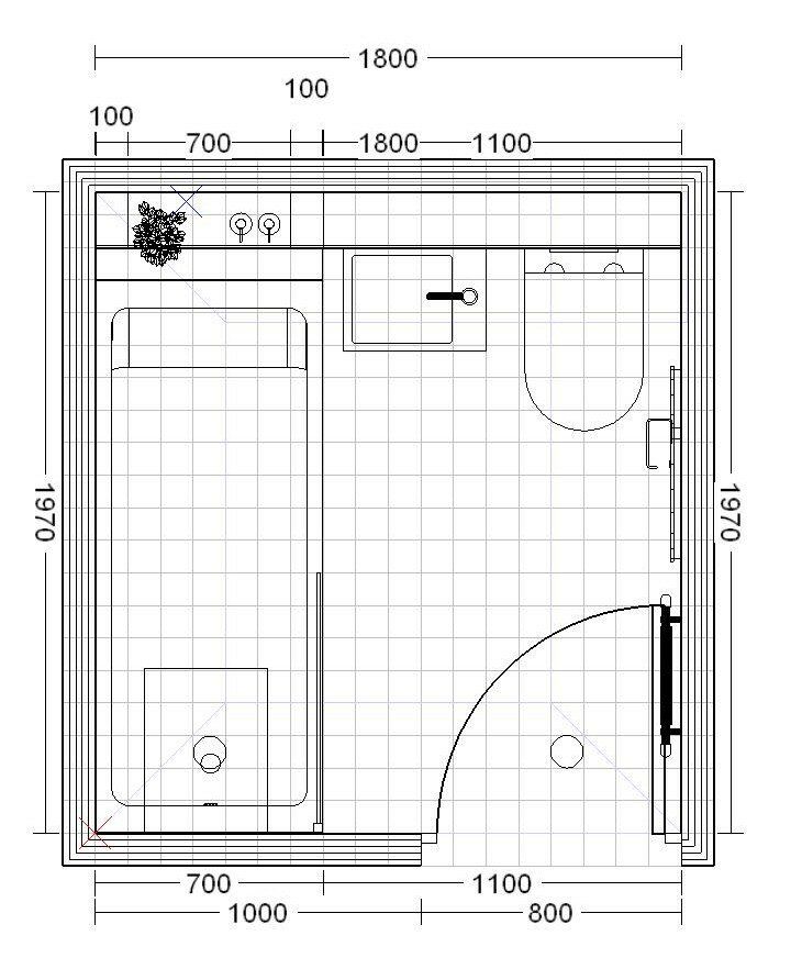Bathroom floor plan showing the proposed layout and room measurements for a Nottingham Castle customer.
