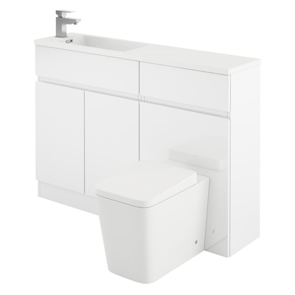 Hudson Gloss White Combination Vanity Basin & WC Unit 1200mm