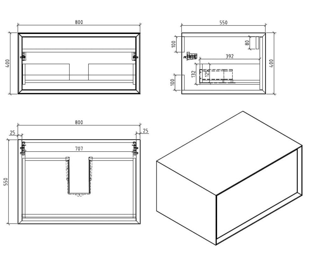 Devlin White & Oak Wall Hung Vanity Unit 800mm