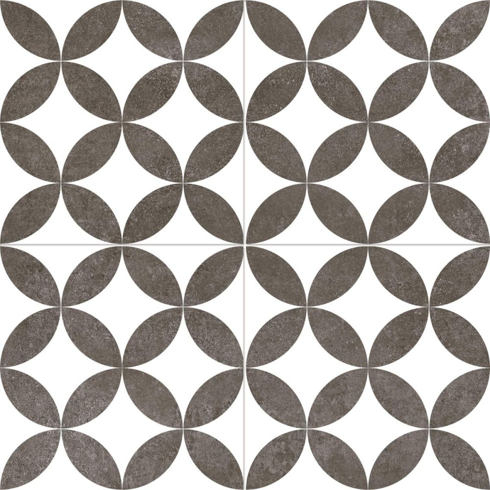 Ripley Black & White Pattern Ceramic Tile 450x450mm