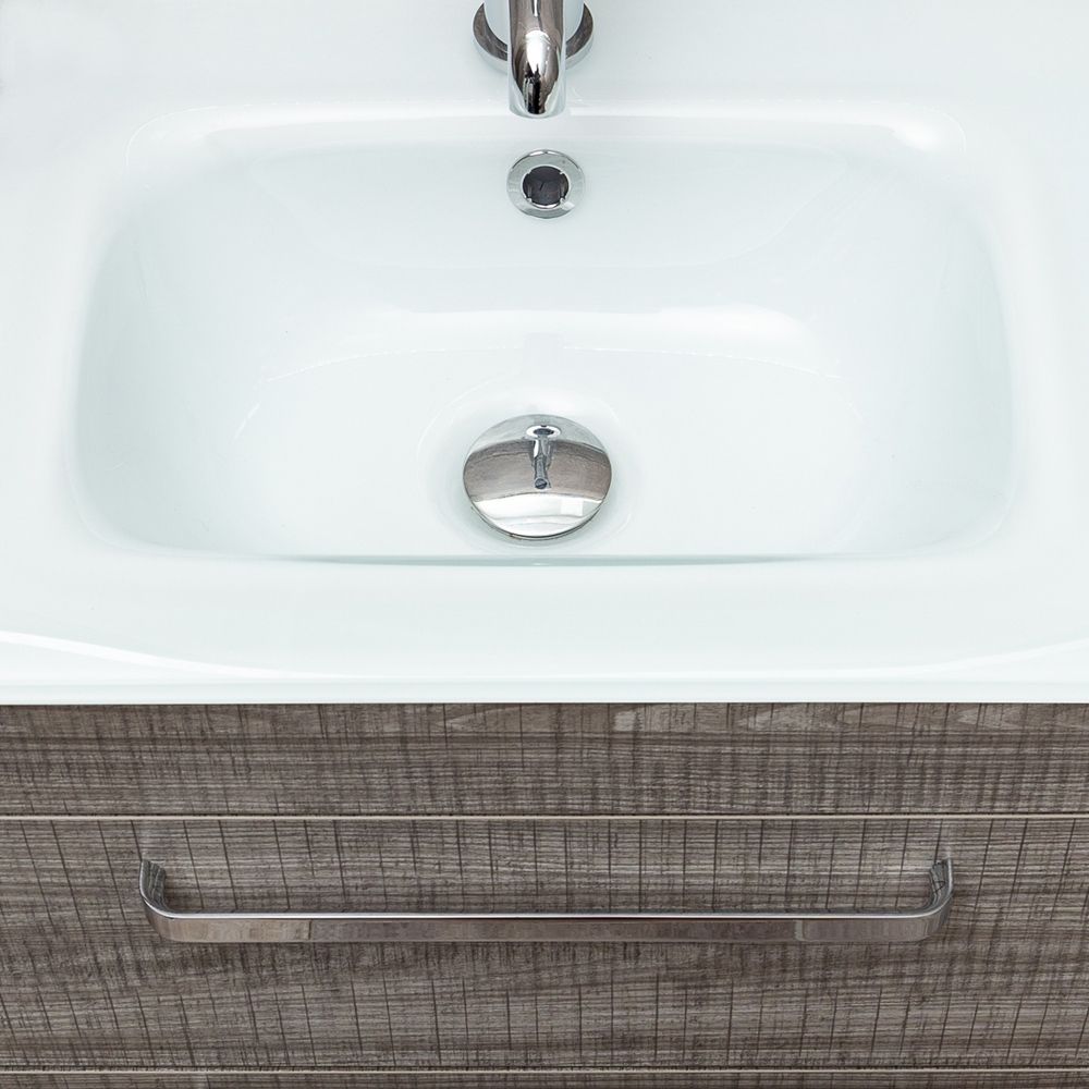 Nante Grey Ash Wall Hung Vanity Unit with Glass Basin 800mm