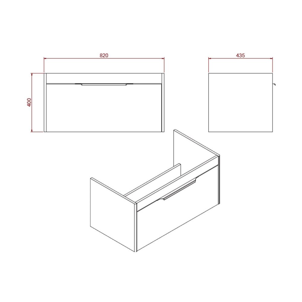 Britton Shoreditch Matt Grey Single Drawer Wall Hung Vanity Unit with Square Basin 850mm