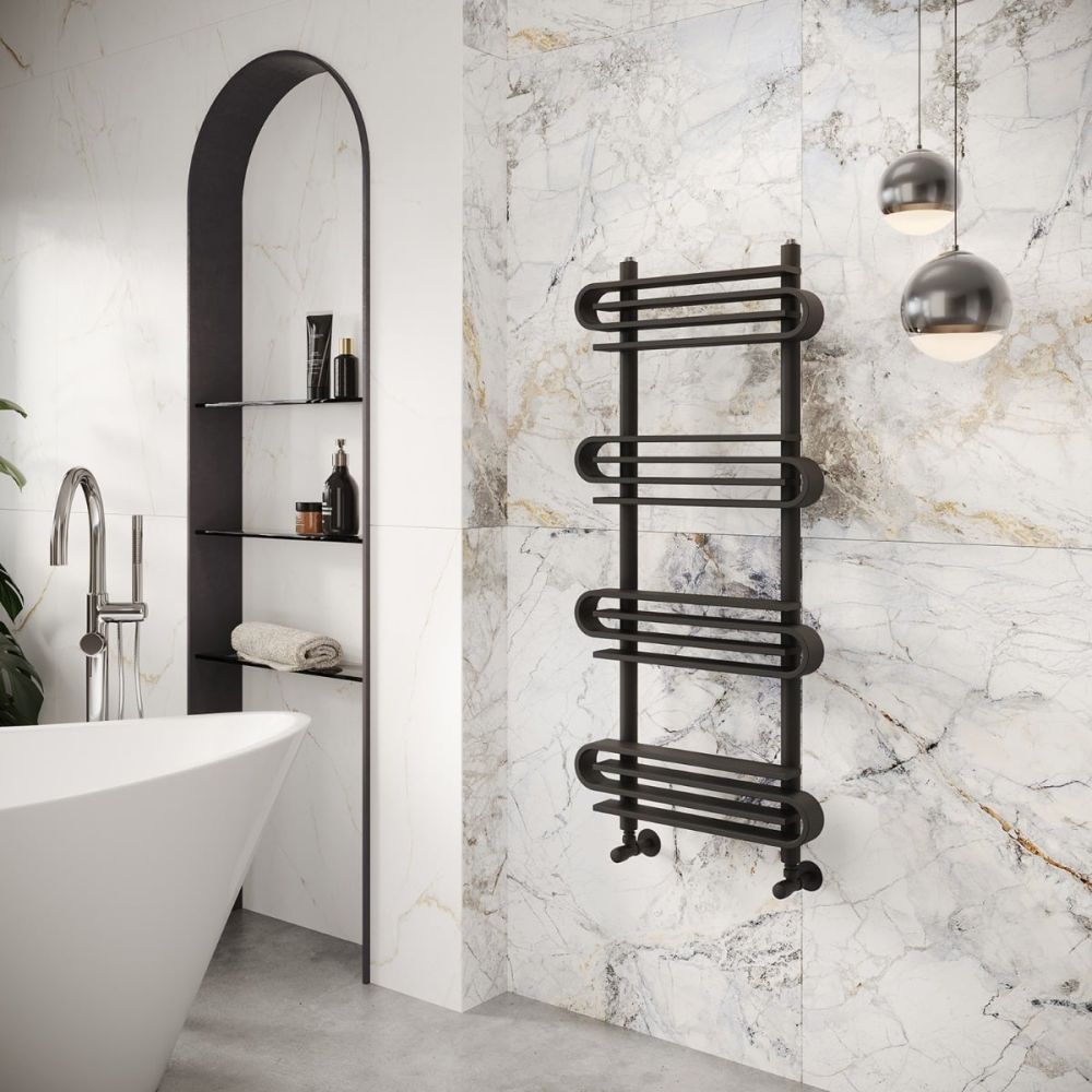 Logan Anthracite Heated Towel Rail 1100x500mm