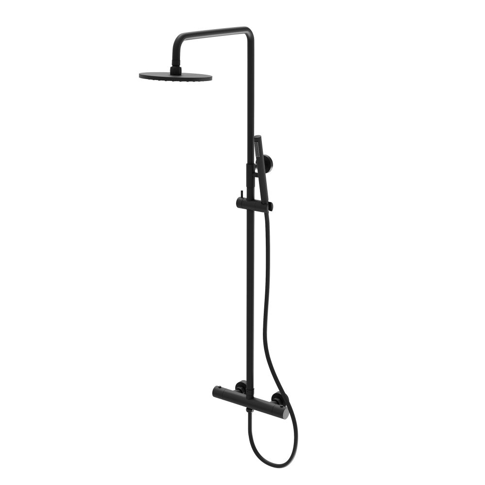 Elora Matt Black Round Thermostatic Shower Pack