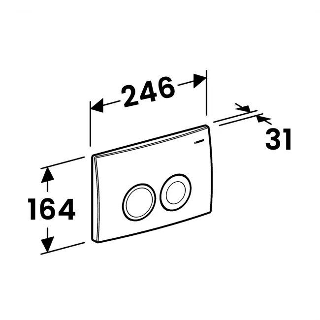Geberit Delta25 Dual Flush Plate - Gloss Chrome Spec Drawing