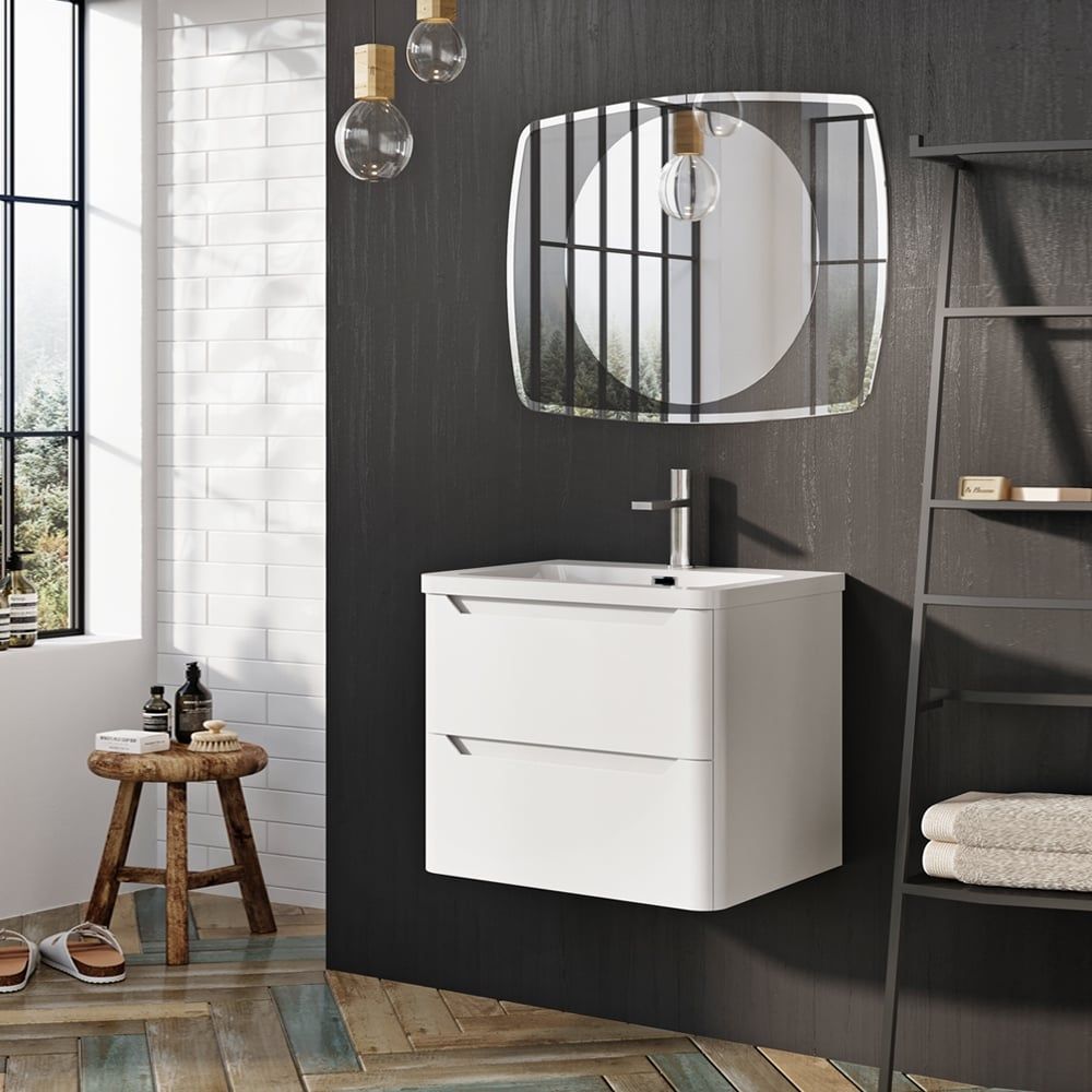 Wall Hung 600mm Vanity Unit in Matt White Roomset