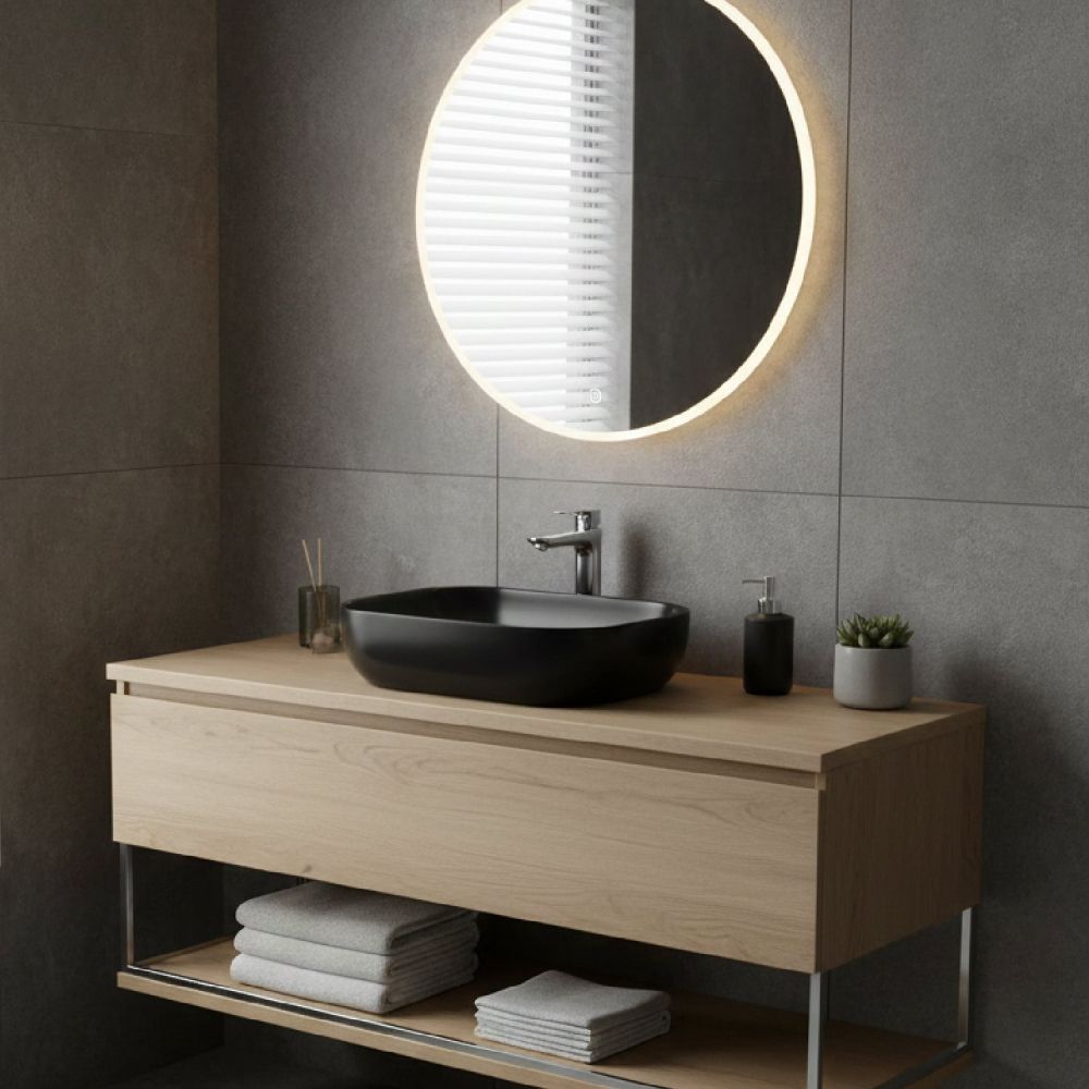 Hedon Matt Black Curved Countertop Basin