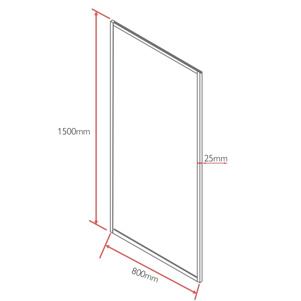 Amien Framed Fluted Glass Bath Screen - Gunmetal 1500x800 spec