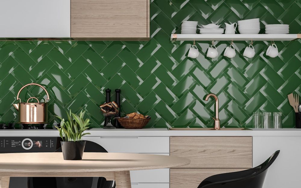Metro Green Ceramic Brick Tile 100x200mm
