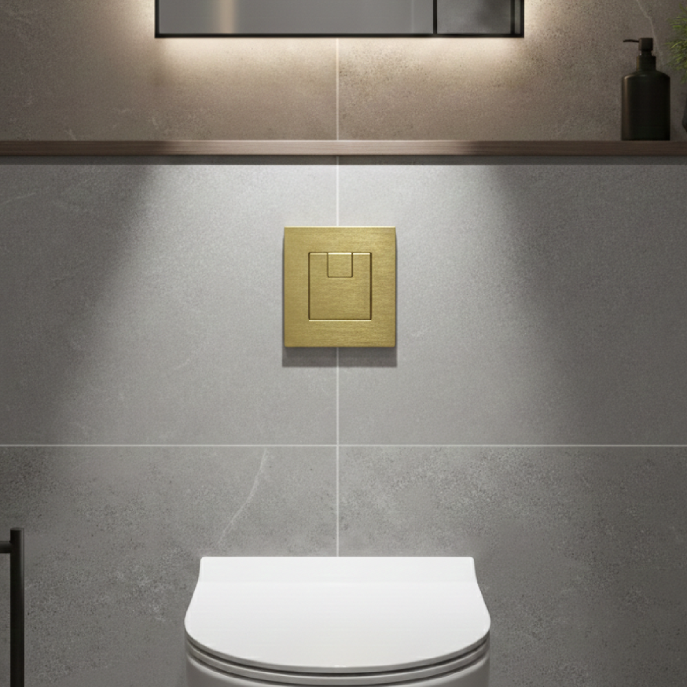 Apache Brushed Gold Square Dual Flush Button