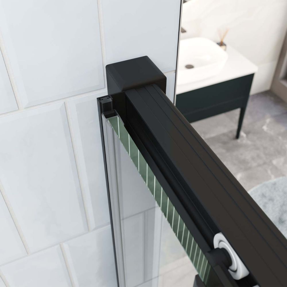 Fabio Black Sliding Door Shower Enclosure & Shower Tray